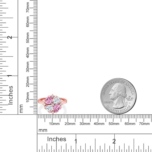 Gem Stone King 18K Rose Gold Plated Silver Pink Moissanite and Moissanite Ring For Women (2.08 Cttw, Heart Shape 5MM, Gemstone Birthstone, Available in Size 5,6,7,8,9)3