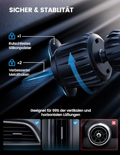 Lamicall für MagSafe Autohalterung, Handyhalter Auto - [2026 Glas-Platte] Universal Handyhalterung Auto Magnet, Starke Magnetische KFZ Lüftung Halterung für iPhone 16 15 14 13 12 Pro Max Smartphone 5