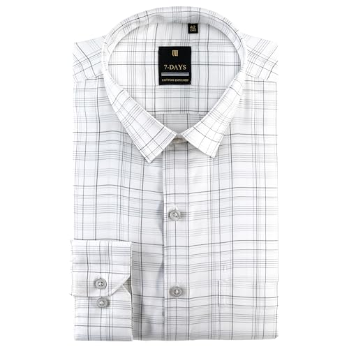 Image of 7-DAYS Men's Premium Checks Formal Shirt - Cotton Rich, Regular Fit, Full Sleeve, with Pocket, Wrinkle Resistant - Stylish Office & Everyday Wear.