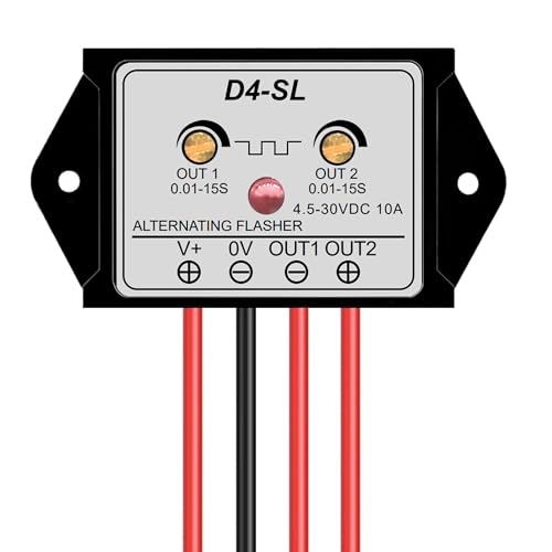 URANT Adjustable LED Flashing Relay Module,Suitable for Automotive Warning Lights,Emergency Beacons, and Turn Signals.It Features Dual Output Timers Controlled by DC 4.5-30V-D4