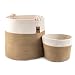 Little Hippo 2pc Large Cotton Rope Basket (15"x14") 100% Natural Cotton! Rope Basket, Woven Storage Basket, Large Basket, Blanket Basket Living Room, Toy Basket, Pillow Basket, Round Basket