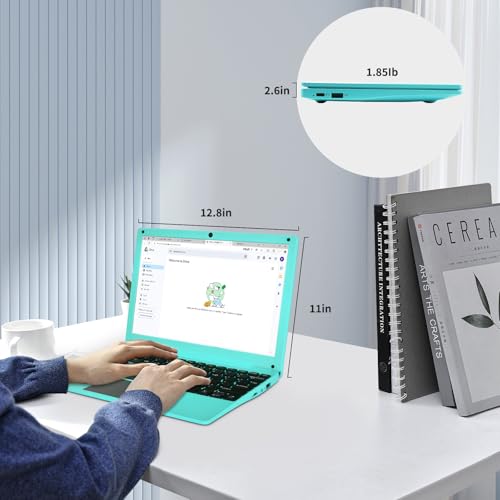 Image of 10.1 Inch Android 12.0 OS Laptop Computer,2GB RAM,64GB EMMC,AllWinner Quad-core 64-Bit Processor A133 Netbook,Ultra Slim Portable Business Office Study Laptop (Inches, 10, Blue)