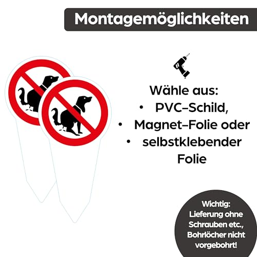 SL group - 2 Steckschilder 'Kein Hundeklo' 30 x 15 cm aus Alu-Dibond (Aluminium) - Hinweisschild keine Hundetoilette - Pickeln & Kacken für Hunde verboten - Hunde-Verbots-Schilder wetterfest UV-Schutz