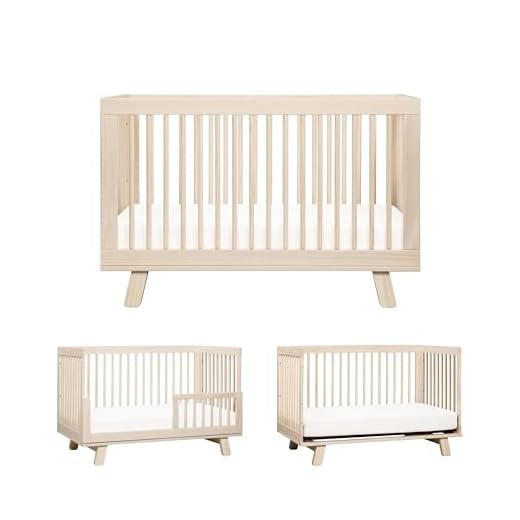 Babyletto Hudson 3-in-1 Convertible Baby Crib - GREENGUARD Gold Certified - Convertible Crib to Toddler Bed and Daybed - Baby Bed with 4 Adjustable Heights - Wooden Crib - Washed Natural