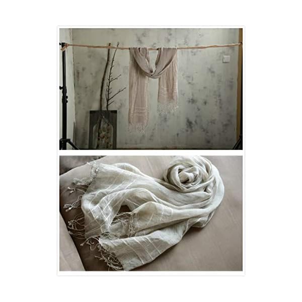 Jeelow Lightweight Summer Scarf Light Shawl Wrap Linen Feel Scarves For Men And Women, Linen Stripe, Large - Image 7