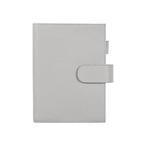 Moterm Leather Cover for Stalogy B6 - with Back Pocket, Pen Loop and Card Slots (Pebbled-Gray, B6+) Cover