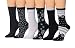 Tipi Toe Women's 6-Pairs Monochrome Patterned Crew Socks, (sock size 9-11) Fits shoe size 5-9, WC06-A