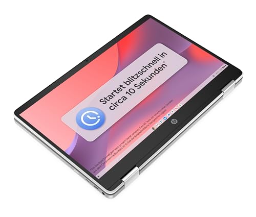 HP Chromebook x360 Laptop, 14 Touchscreen, Intel Celeron N4120, 4 GB DDR4 RAM, 64 GB eMMC, Intel UHD Graphics 600, ChromeOS Betriebssystem, QWERTZ, Germini, Ceramic White