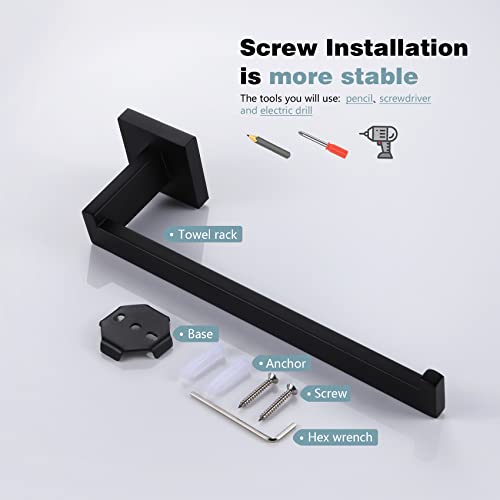 Image of KOKOSIRI Black Towel Ring Hand Towel Racks Rods Bathroom Towel Rails Kitchen Hardware Stylish Stainless Steel, Wall Mount, B3003BK