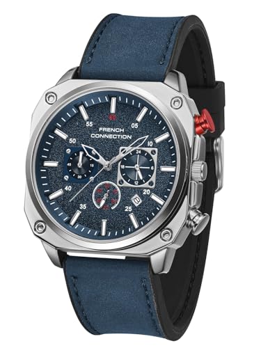 Image of French Connection Chronexis | Blue Dial Chronograph | Blue Silicone Strap | Watch for Men - FCB19UL