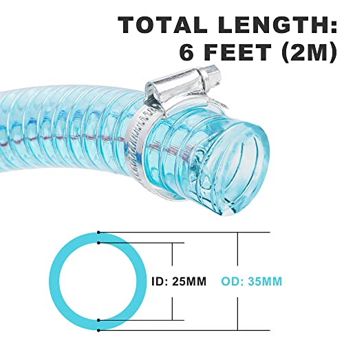 1 Inch Suction Hose for Fuel Diesel Transfer Pump, 6.5 Feet Oil Kerosene Transfer Tube with 3/4 & 1 Inch Threaded Couplings
