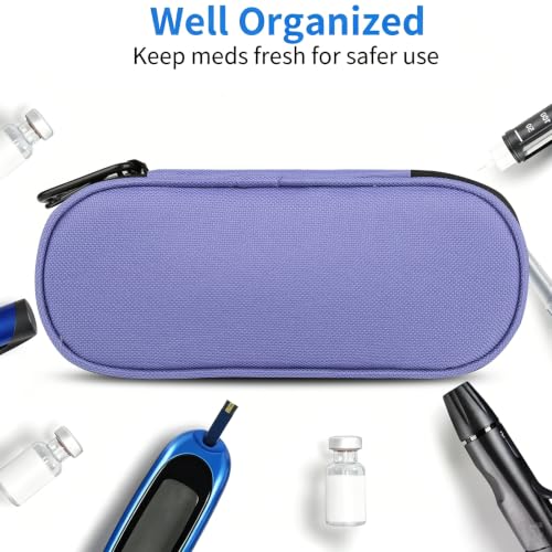 Image of Insulin Pen Cooler Travel Case with 2 Reusable TSA Approved Ice Packs, Diabetic Medication Insulated Cooler Bag for Insulin Pens and Other Diabetic Supplies Storage Light Purple