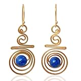 NOVICA Hand Crafted Lapis Lazuli and Yellow Gold Plated Brass Earrings, Follow the Dream'