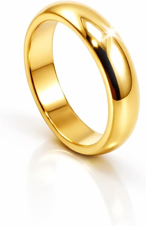 Smooth Stainless Steel Band Ring, Polished Minimalist Round Ring, Unisex, Silver/Gold/Rose Gold, Gold Plated and/or Silver Plated, Daily Wear & Couples Gift