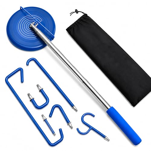 4-in-1 Disc Golf Retriever 16FT Telescopic Stainless Steel with Multiple Hooks Suction Cup & Carry Bag Extendable Disc Golf Grabber for Water Trees & Bush Max Distance Disc Golf Retriever Outdoors