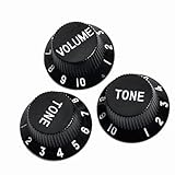 Kmise A0007 3 Piece Speed Control Knobs One Volume Two Tones - Electric Guitar Parts, Black