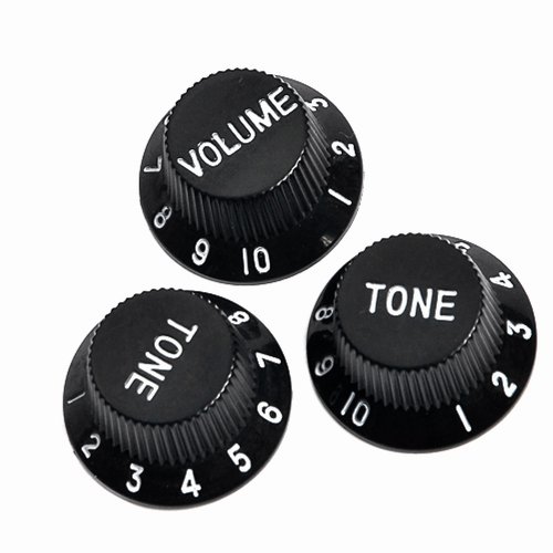 Kmise A0007 3 Piece Speed Control Knobs One Volume Two Tones - Electric Guitar Parts, Black