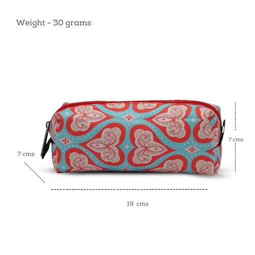Image of VISMIINTREND Red Hearts Printed Flat Pencil Pouch - Lightweight and Multi-Purpose Organizer for Girls & Boys, Adults