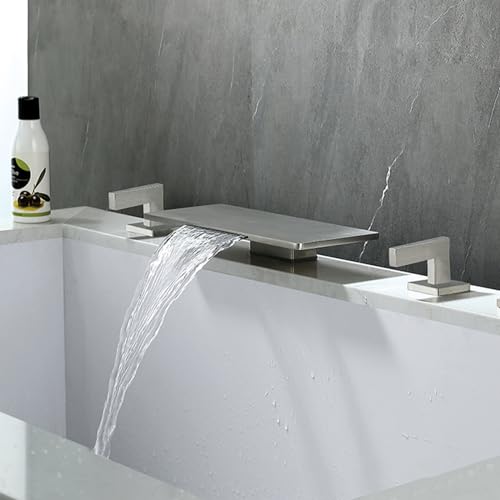 Robinet cascade pour lavabo mitigeur 3 trous noir en laiton