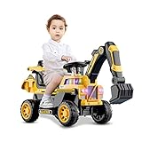 funyard Ride On Excavator Toddler Ride On Toys for Boys with, Guardrail, Music and Light, Helmet，Ride On Construction Vehicles for Kids