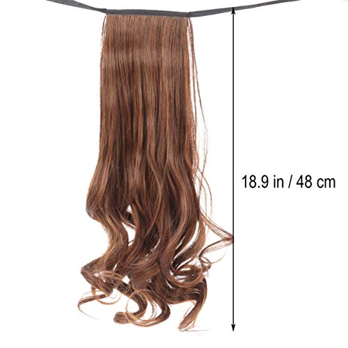 PIXNOR Extensão de Cabelo Encaracolado Longo Peruca Ondulada Clipe de Fita de Extensão Sintética Em