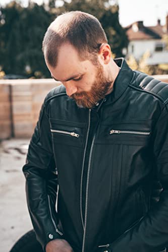 Texpeed Giacca da moto in pelle da uomo con