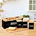 BEJOY 3-Piece Bread Bin and Canister Sets, Large Bread Box with Bamboo Lid, 3Pcs Bread Bins for Kitchen Tea Coffee Sugar Breadbin Sets, Black BEJOY 3-Piece Bread Bin and Canister Sets, Large Bread Box with Bamboo Lid, 3Pcs Bread Bins for Kitchen Tea Coffee Sugar Breadbin Sets, Black