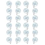 AKH® Clear Suction Cup Hooks | Strong Suction Cup for Christmas Hanging Decorations | 2cm Rubber Sucker with Metal Hook (Pack of 24)