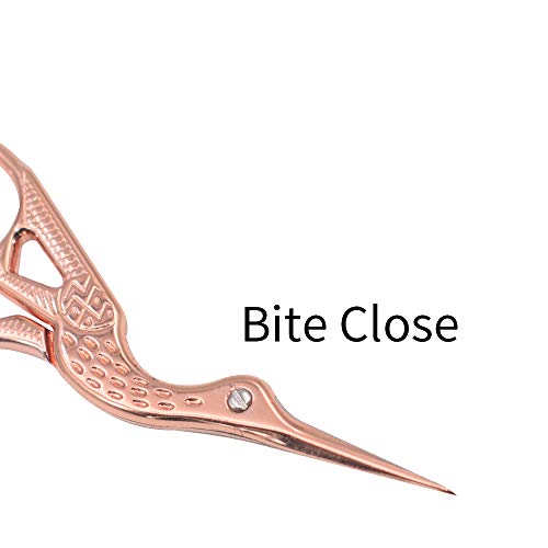 Yestoo Stork Scissors, Professional Stainless Steel Beauty Grooming Scissors For Eyebrow, Facial Hair, Dry Skin, Nose Hair(Rose Gold) #TOP2