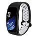 Produktbild Aresh kompatibel mit Samsung Gear Fit 2 Armband & Samsung Gear Fit 2 Pro Uhrenarmband, Weiche Silikon Sport Ersatz Armband (D-Schwarz Weiß)