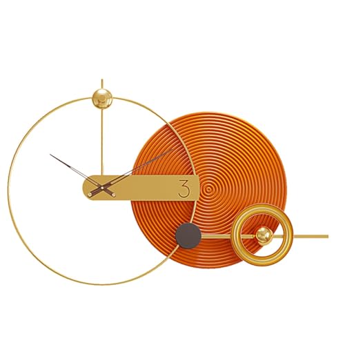 PSYCHE GOD Modern Wall Clock Orange Large Wall Clocks Battery Operated Extra for Living Room Nordic Style Metal Decorative Big Clock for Bedroom,House,Office 39inch