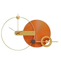 PSYCHE GOD Modern Wall Clock Orange Large Wall Clocks Battery Operated Extra for Living Room Nordic Style Metal Decorative Big Clock for Bedroom,House,Office 39inch