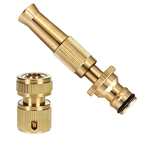 MBUYGYUO 2 Pieces Brass Garden Hose Nozzle Set Brass Hose Pipe Fitting Set Solid Heavy-Duty Garden Hose Nozzle for Car or Garden Solid Brass Fittings Fits Most Hose Pipes