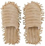 [NC] モップスリッパ 掃除スリッパ メンズ レディース 可愛い 洗える 床掃除 マイクロファイバー ふわふわ 柔らかい 軽量 室内スリッパ フローリング 雑巾スリッパ 便利 快適 掃除グッズ ルームシューズ 掃除用品 カップル用 家庭用 (L 26-27cm,ベージュ)