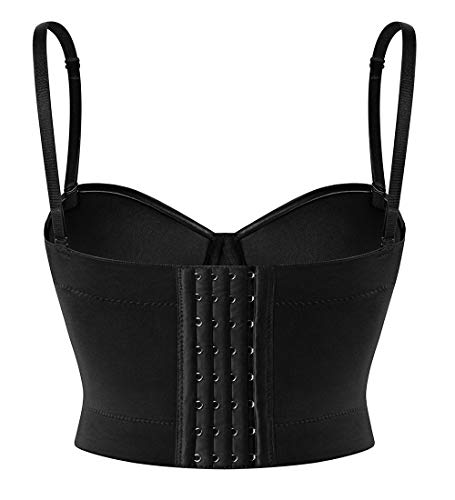 SLIMBELLE Lack Leder Crop Top Damen Leder-Optik Bustier Korsett Bauchfrei Wetlook Shirts Kurz Sexy Tanktop Leder… – Bild 4