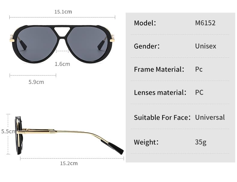 Panther Aviator Sunglasses Trendy Retro Pilot Sun Glasses for Men UV Blocking4