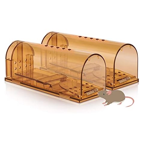 Live Mouse Trap, Pack of 2 Humane Mouse Trap, Reusable Live Trap, Mouse Trap, Live Trap, Mouse, Live Trap, Rat Mouse Traps, Animal Friendly Mice Catching in the Home or Garden (Brown) Cover