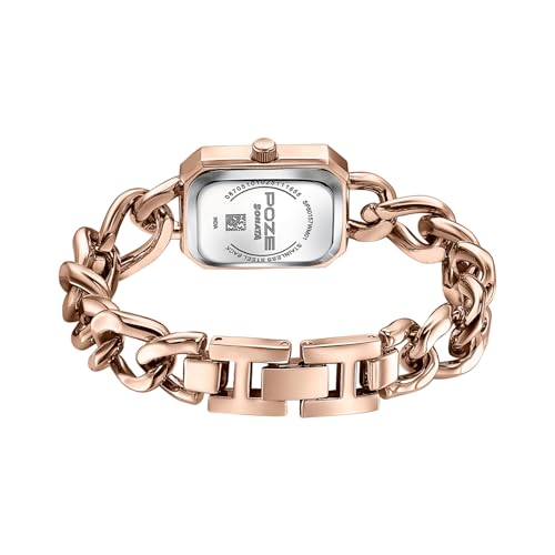 Image of Sonata Poze 7 Analog Rose Gold Dial Rose Gold Brass Strap Watch for Women - SP80157WM01