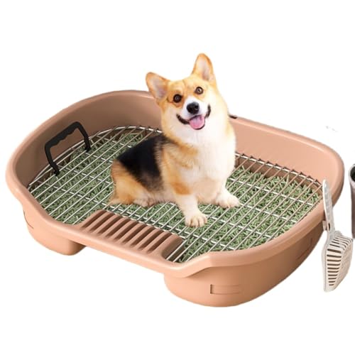 Apaeofl犬用トイレ、犬用トイレボックス、トレーニングトレイ、ペット用、小便器、ペット用小便器、尿トレイ、踏みつけ防止、トイレトレイ、漏れ防止、滑り止め、お手入れ簡単、環境に優しい素材 (62*45*15cm,コーヒー色)