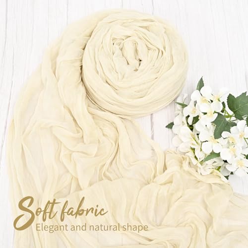 Teruntrue 6 Pack Ivory Table Runner 10FT Long Cheesecloth Table Runner Cheese Cloth Gauze for Wedding Party Birthday Decoration-Ivory by Teruntrue - Used condition - Image 3