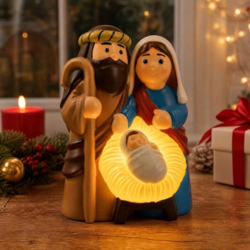 Resin Nativity Scene Christmas Lights Indoor for Winter Home Decor 7.87'' - image 4