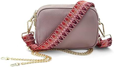 Woodland Leathers Genuine Leather Ladies Cross Body Bag, Shoulder Bag With Adjustable Wide Strap, Chain And Wrest Band, Italian Designed Multipurpose Shoulder & Crossbody Bags For Women