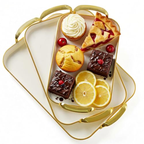 JEESA 3-Pack Serving Tray with Handles, Platters...