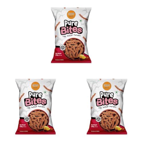 Image of Grami Superfoods Pure Bites Ragi Butter Murukku - Healthy Indian Snack with High Protein & Fiber | No Maida, No Preservatives | Gluten-free Ragi Snacks - 125gm (PACK OF 9) 125 x 3