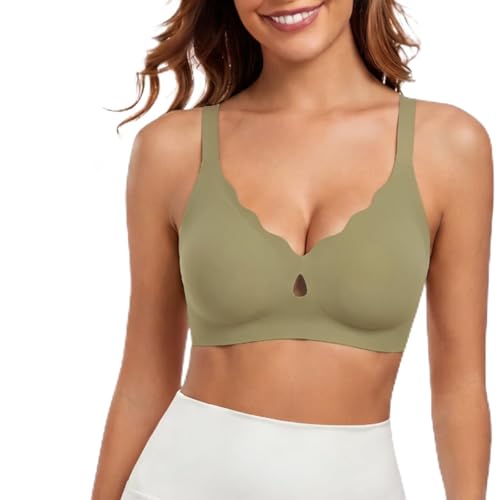 Image of Racerback Bras for Women Criss Cross Padded Bralette Pull On Comfortable Wireless Seamless Tshirt Bra