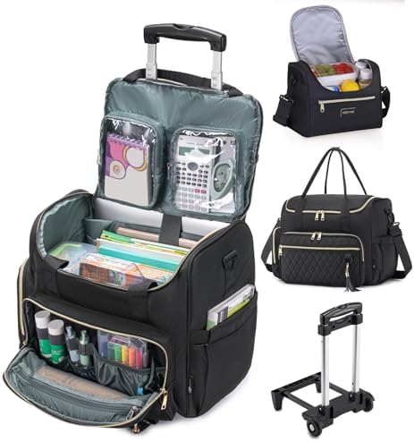 SUCIKORIO Rolling Laptop Bag 17.3 Inch With Insulated Lunch Bag 3 IN 1 ...