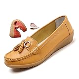 ZPLMIDE Mocassins orthopédiques pour femme en cuir respirant, mocassins classiques en cuir à talons compensés, mocassins décontractés à enfiler, chaussures de randonnée