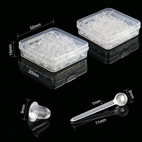 Plastic Earrings For Sports, Kmeosch 400Pcs 18G 3Mm/4Mm Solid Plastic Post Stud Earrings With Soft Rubber Earring Backs In 2 Organizer Boxes #TOP2