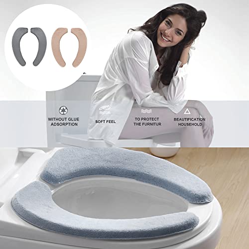 Gukasxi WC-Sitzbezug, 2 Paar Toilettensitzbezug Dicker Und Wärmer Wc-Sitz Pad WC Wärmer Pad, Waschbarer WC Abdeckung Cover Pad Toilettensitzkissen