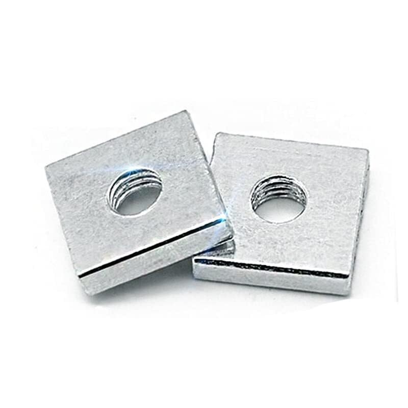 100pcs Galvanized Thin Square Nuts - Rectangular Nuts for Mechanical Equipment, M2 M2.5 M3 M4 M5 M6(M6x10x10x2.5)